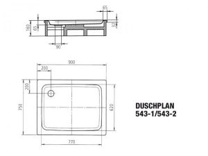 Receveur de Douche Kaldewei Duschplan Rectangulaire Mod.543-2 440935000