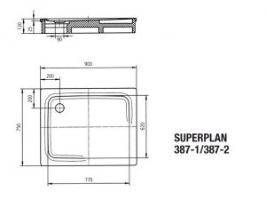Receveur de Douche Kaldewei Superplan Rectangulaire Mod.387-1 447700010
