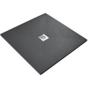 Receveur en solid surface – ép. 3cm – 100 x 100 cm – gris ardoise – imitation pierre – U-TILE