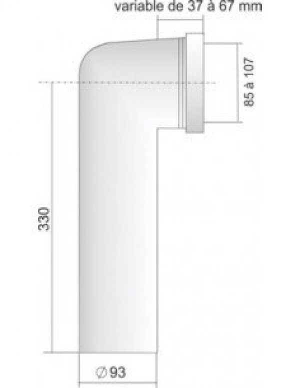 REGIPLAST – Pipe longue coudée 93 mm – PL93
