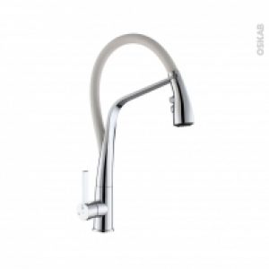 Robinet De Cuisine Rio Mitigeur Avec Douchette Blanc Et Chrome