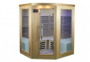 Sauna d’Angle Infrarouge en Bois 3-4 Places Connecté 2400 W