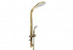 Set de Douche en Chrome Mat et Or avec Tête de Douche 30x20cm et Douchette