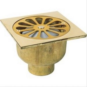 Siphon laiton sortie verticale Ø 43 mm 140×140 poli