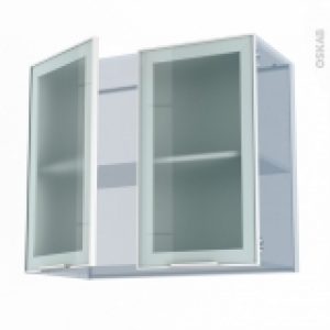 Sokleo Facade Alu Blanc Vitree Kit Renovation 18 Meuble Haut Ouvrant H70 2 Portes L80Xh70Xp375