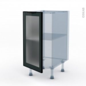 Sokleo Facade Alu Noir Vitree Kit Renovation 18 Meuble Bas Cuisine 1 Porte L40Xh70Xp60