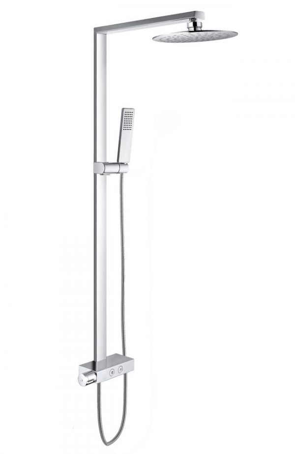 Système de douche combiné thermostatique NT6905 avec flexible et douchette à main – avec ou sans tête de douche ronde