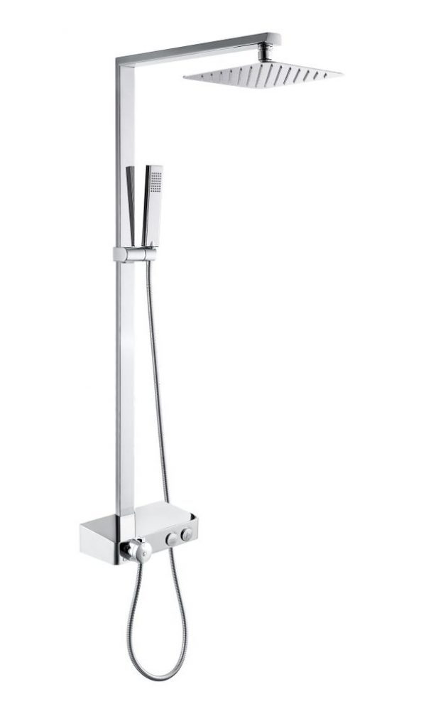 Système de douche combiné thermostatique NT7025 avec flexible et douchette à main – avec ou sans tête de douche carrée