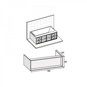 Tablier de Baignoire Riho Girasole Pour Montage Contre Le Mur 1000x590x1800mm