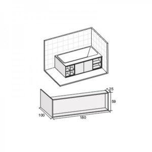 Tablier de Baignoire Riho Girasole Pour Montage En Angle 1000x590x1800mm