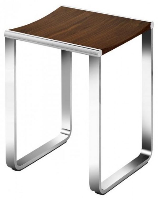 Tabouret Keuco Elegance Chromé avec placage de noyer