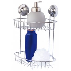 Étagère d&rsquo;angle fixée par ventouses