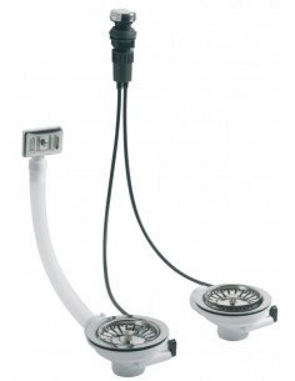 VALENTIN – Bonde de vidage automatique Ø 90 pour évier double bac -…