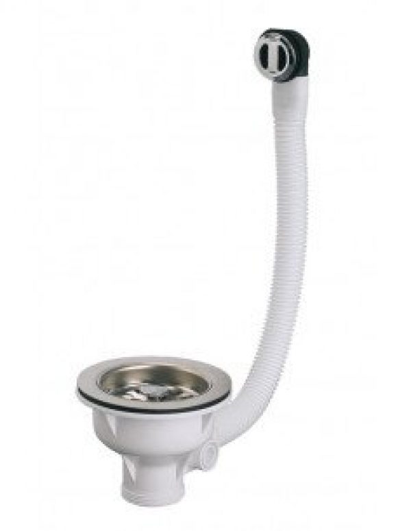 VALENTIN – Bonde panier inox Ø 90 avec trop plein pour evier gres -…