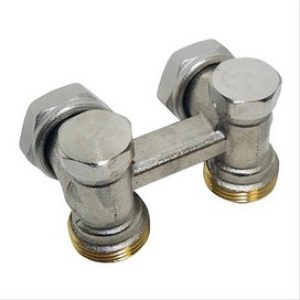 Vanne double corps droit 3/4 EK Bitube mural pour radiateur 6 entrées