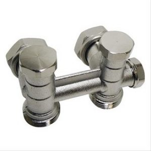 Vanne double corps droit 3/4 EK Monotube mural pour radiateur 6 entrées