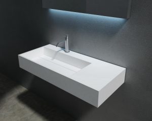 Vasque rectangulaire à suspendre  PB2015, en pierre solide (Solid Stone) – 90 x 48 x 13cm