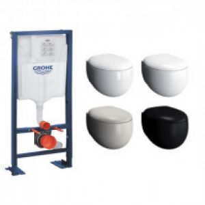 WC suspendu Vitra sans bride Memoria Bati support Grohe abattant frein de chute