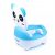 2 sièges de toilettes en forme de panda bleu pour enfant avec une brosse et un tapis