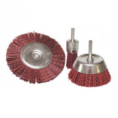 3 brosses pinceau/circulaire/conique – fil nylon – grain 80