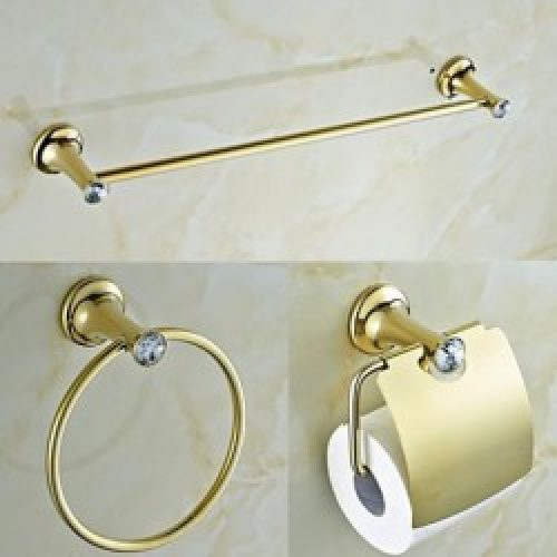 3 pièces accessoires de bain en cristal d’or