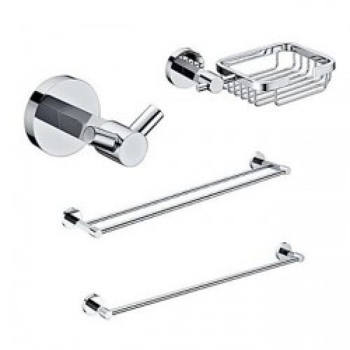 4 accessoires en laiton chromé pour salles de bain