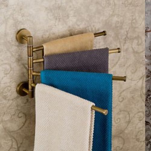 4 barres porte-serviettes rotatifs en laiton antique