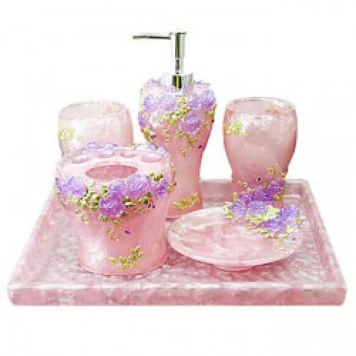 5 pièces d’accessoires contemporain pour salle de bain en résine