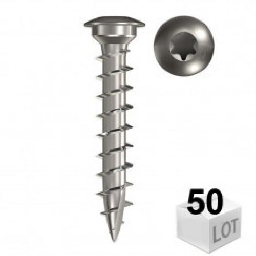 50 Vis spéciale en acier inoxydable A2 Ø7,0x40mm ou Ø7,0x50mm