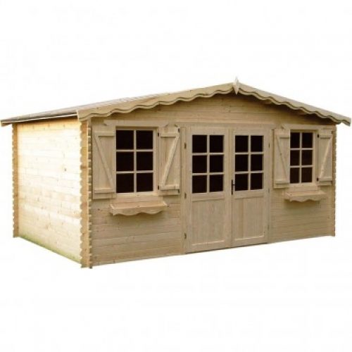 Abri de jardin madriers bois massif 22.44m², très grande façade, lumineux