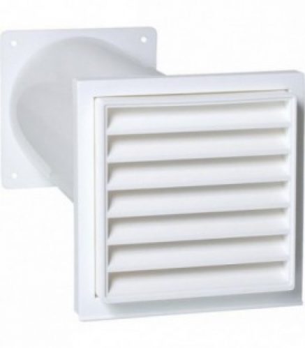 Aerateur a passage mur telescopique avec raccord et clapet de retenue 100 mm, blanc