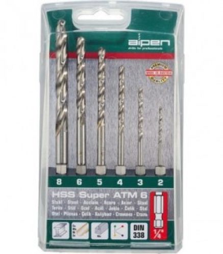 ALPEN HSS jeu de forets helicoidaux cassette en plastique HSS Super ATM 6 pcs