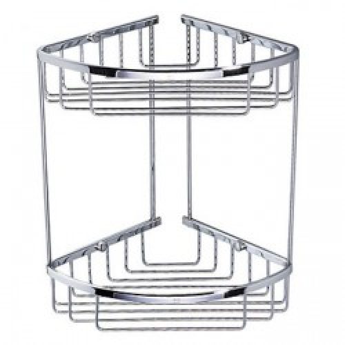 Angle bain en laiton chromé avec double-pont et fixation murale de style contemporain
