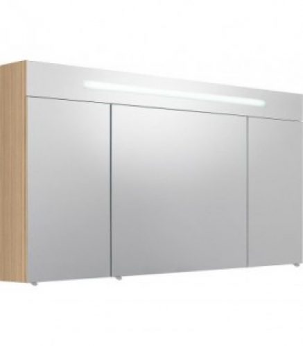 Armoire a glace 3 portes chene clair eclairage avec cache 1200 x 740 x 160 mm