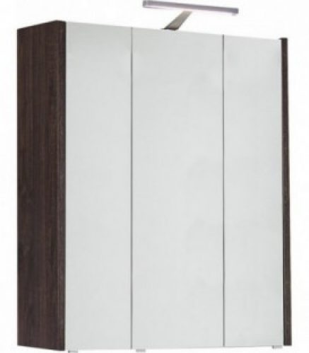 Armoire a glace avec éclairage Chene gris pierre, 3 portes 850x750x188mm