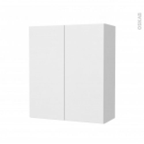 Armoire De Salle De Bains Rangement Haut Ginko Blanc 2 Portes Cotes Decors L60 X H70 X P27 Cm