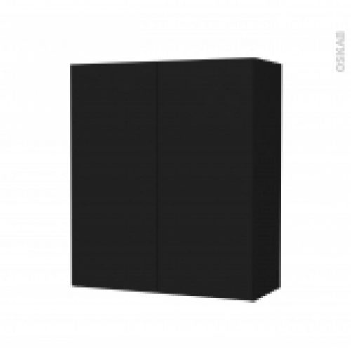 Armoire De Salle De Bains Rangement Haut Ginko Noir 2 Portes Cotes Decors L60 X H70 X P27 Cm