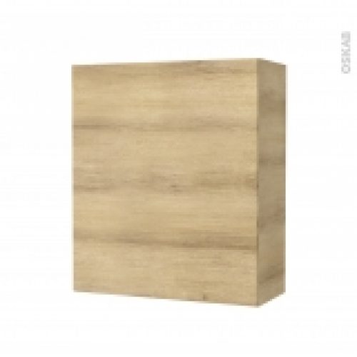 Armoire De Salle De Bains Rangement Haut Hosta Chene Naturel 1 Porte Cotes Decors L60 X H70 X P27 Cm