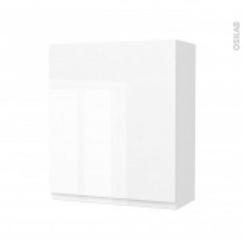 Armoire De Salle De Bains Rangement Haut Ipoma Blanc Brillant 1 Porte Cotes Decors L60 X H70 X P27 Cm