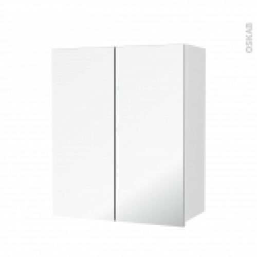 Armoire De Salle De Bains Rangement Haut Ipoma Blanc Mat 2 Portes Miroir Cotes Decors L60 X H70 Xp27 Cm