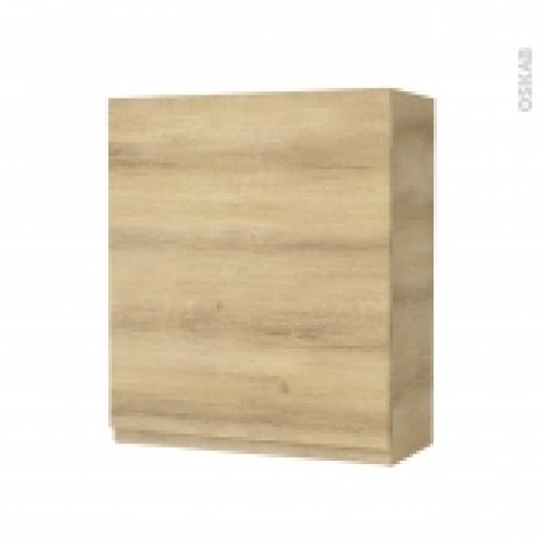 Armoire De Salle De Bains Rangement Haut Ipoma Chene Naturel 1 Porte Cotes Decors L60 X H70 X P27 Cm