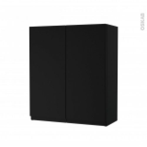 Armoire De Salle De Bains Rangement Haut Ipoma Noir Mat 2 Portes Cotes Decors L60 X H70 X P27 Cm