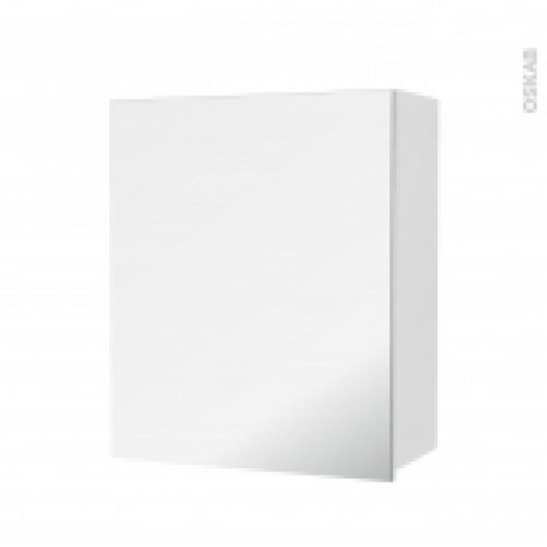 Armoire De Salle De Bains Rangement Haut Iris Blanc 1 Porte Miroir Cotes Decors L60 X H70 X P27 Cm