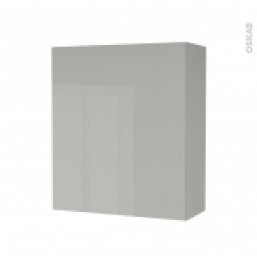 Armoire De Salle De Bains Rangement Haut Ivia Gris 1 Porte Cotes Decors L60 X H70 X P27 Cm