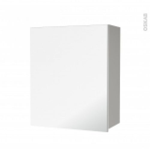 Armoire De Salle De Bains Rangement Haut Ivia Gris 1 Porte Miroir Cotes Decors L60 X H70 X P27 Cm