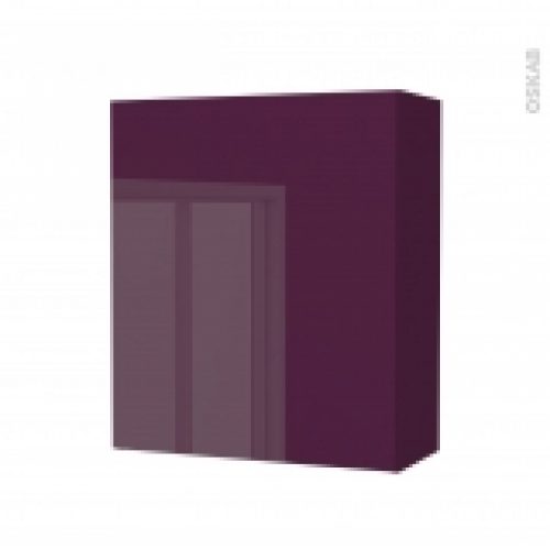 Armoire De Salle De Bains Rangement Haut Keria Aubergine 1 Porte Cotes Decors L60 X H70 X P27 Cm