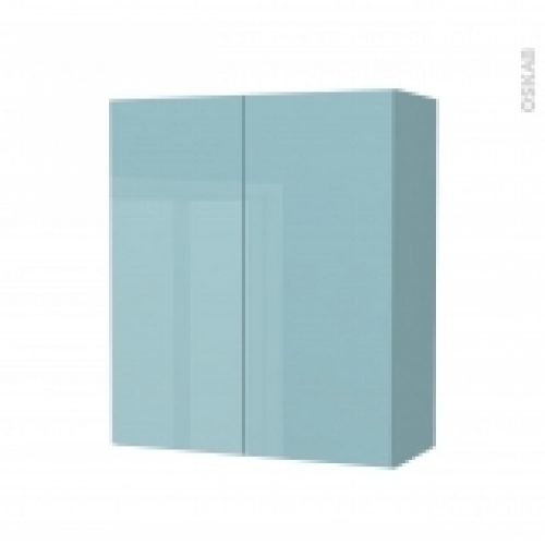 Armoire De Salle De Bains Rangement Haut Keria Bleu 2 Portes Cotes Decors L60 X H70 X P27 Cm