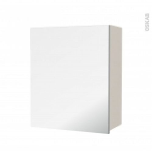 Armoire De Salle De Bains Rangement Haut Keria Ivoire 1 Porte Miroir Cotes Decors L60 X H70 X P27 Cm