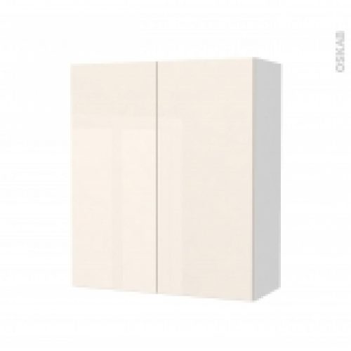 Armoire De Salle De Bains Rangement Haut Keria Ivoire 2 Portes Cotes Blancs L60 X H70 X P27 Cm