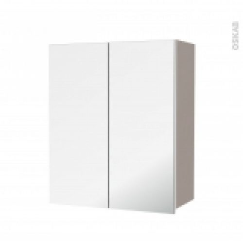 Armoire De Salle De Bains Rangement Haut Keria Moka 2 Portes Miroir Cotes Decors L60 X H70 Xp27 Cm